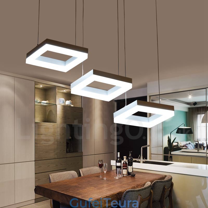 תאורת תליון מסגסוגת אלומיניום מודרנית 3 אור עם גוון אקרילי