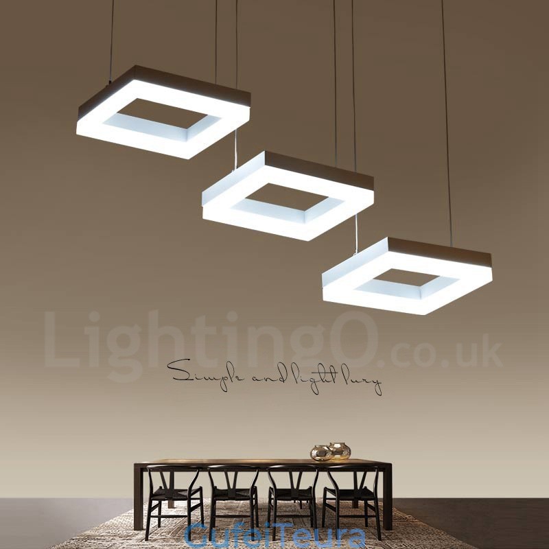 תאורת תליון מסגסוגת אלומיניום מודרנית 3 אור עם גוון אקרילי