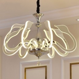 נברשת פלדה בהירה מודרנית עכשווית שניתן לעמעום עם גוון אקרילי