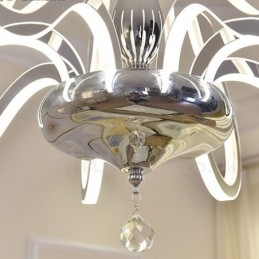 נברשת פלדה בהירה מודרנית עכשווית ניתנת לעמעום עם גוון אקרילי