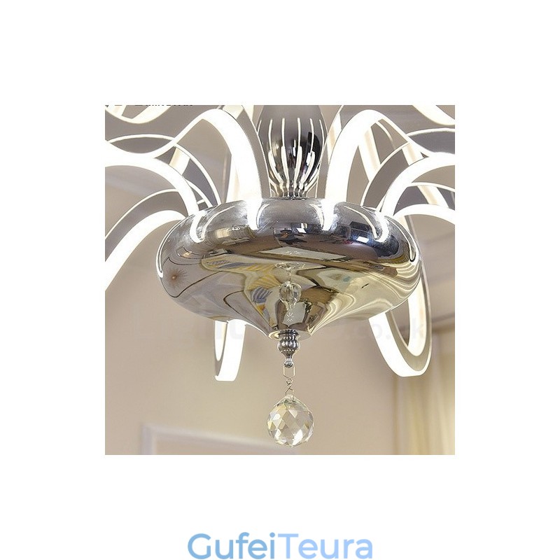 נברשת פלדה בהירה מודרנית עכשווית ניתנת לעמעום עם גוון אקרילי