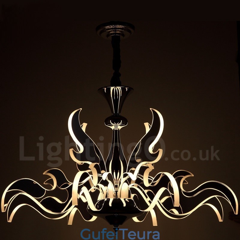 נברשת מודרנית עכשווית 12 קלה ניתנת לעמעום עם גוון אקרילי