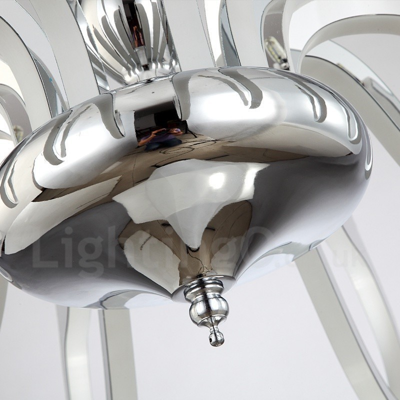 נברשת פלדה בהירה מודרנית עכשווית שניתן לעמעום עם גוון אקרילי