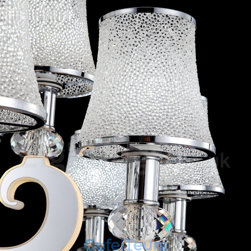 נברשת פלדה בהירה מודרנית עכשווית ניתנת לעמעום עם גוון זכוכית