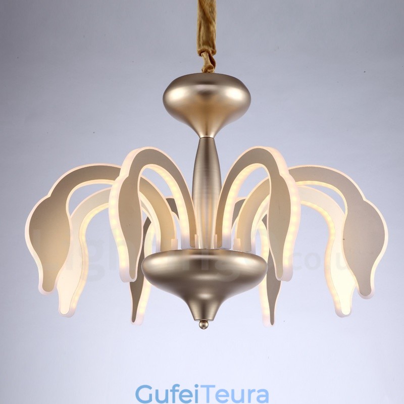 נברשת פלדה בהירה מודרנית עכשווית הניתנת לעמעום עם גוון אקרילי