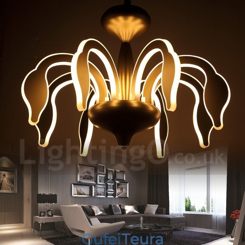 נברשת פלדה בהירה מודרנית עכשווית הניתנת לעמעום עם גוון אקרילי