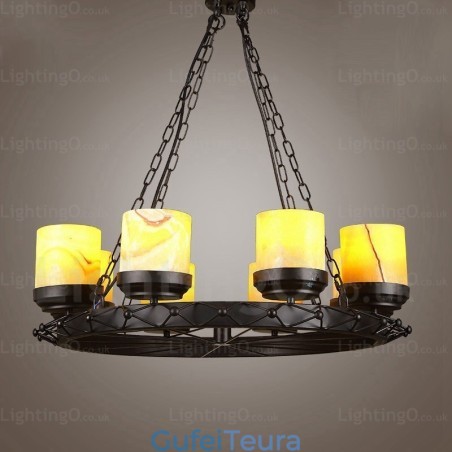 8 אור כפרי וינטג' רטרו תליון אור כפרי עם גוון זכוכית