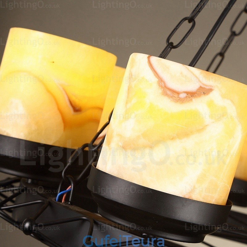 8 אור כפרי וינטג' רטרו תליון אור כפרי עם גוון זכוכית