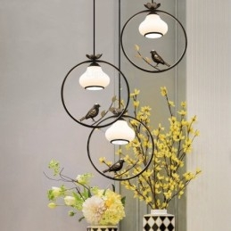 1 אור תליון כפרי כפרי כפרי עם גוון זכוכית