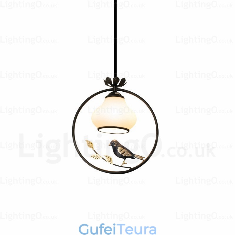 1 אור תליון כפרי כפרי כפרי עם גוון זכוכית