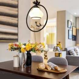 1 אור תליון כפרי כפרי כפרי עם גוון זכוכית