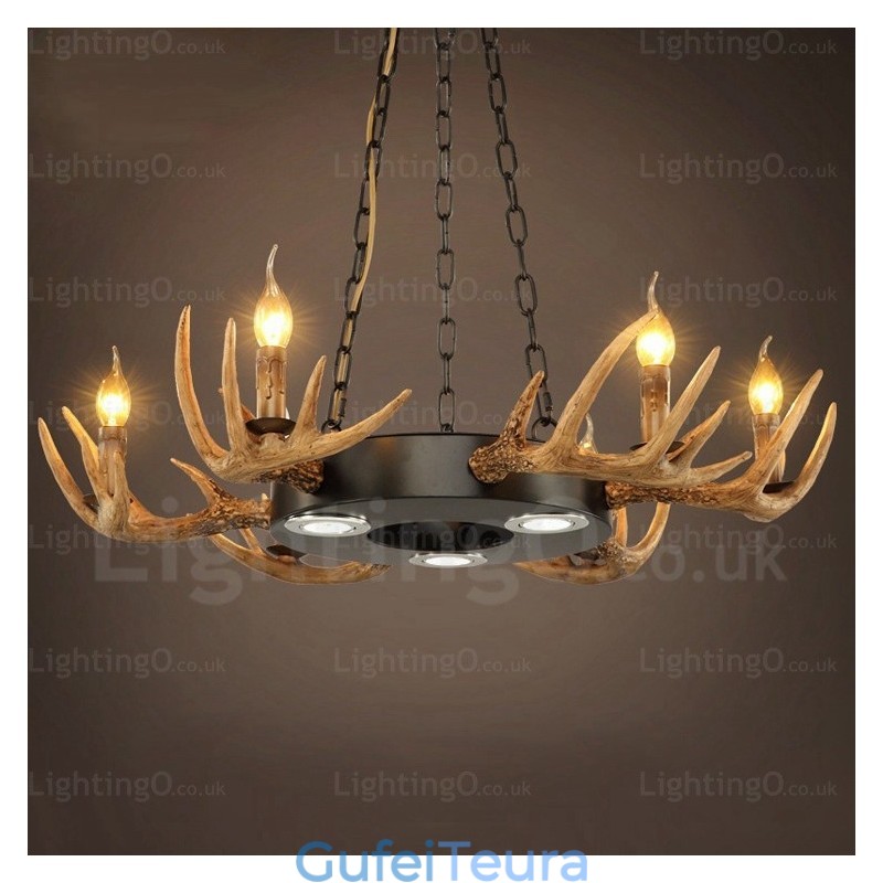 9 אור וינטג' רטרו כפרי נברשת נברשת אור תליון