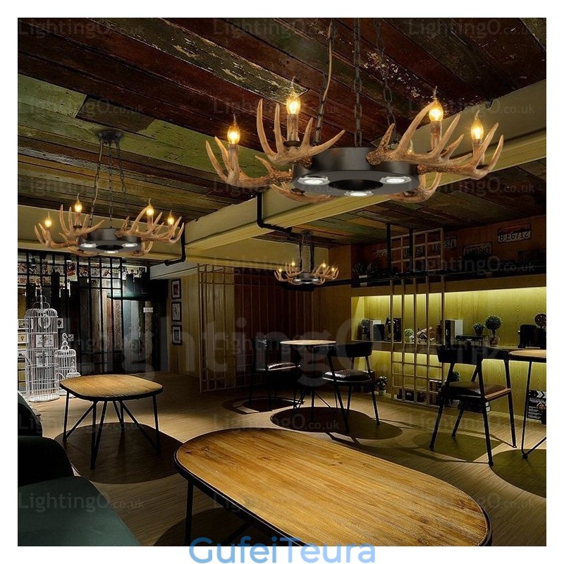 9 אור וינטג' רטרו כפרי נברשת נברשת אור תליון