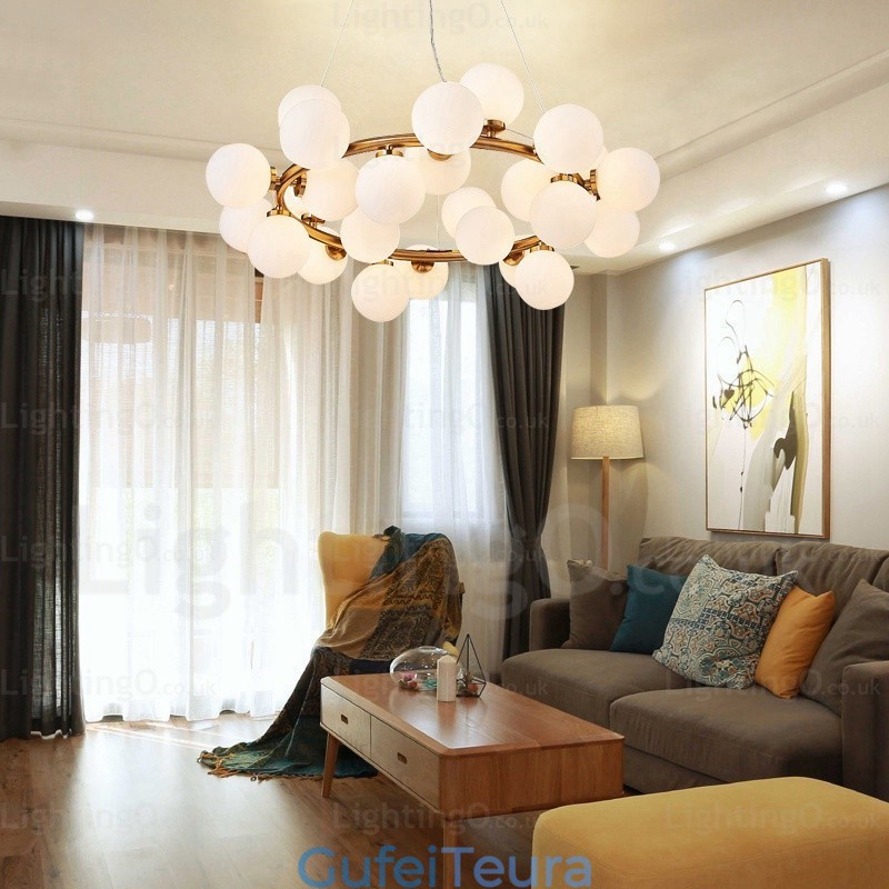 25 אור תליון נורדי עם גוון זכוכית