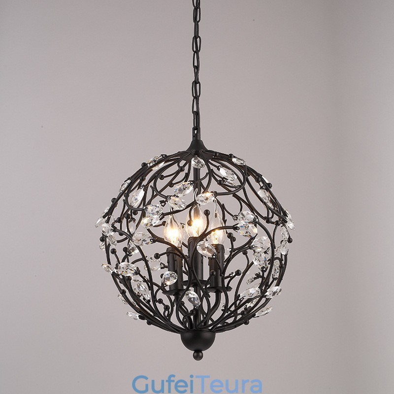 3 אור תליון קריסטל רטרו גלובוס וינטג'