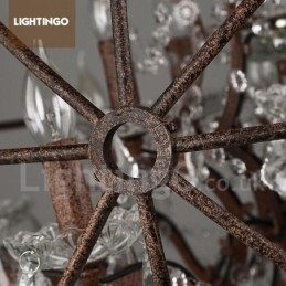 4 קוטר אור 40 ס"מ ציור גלובוס קריסטל בציר מתכת נברשת צבע חלוד תליון אור