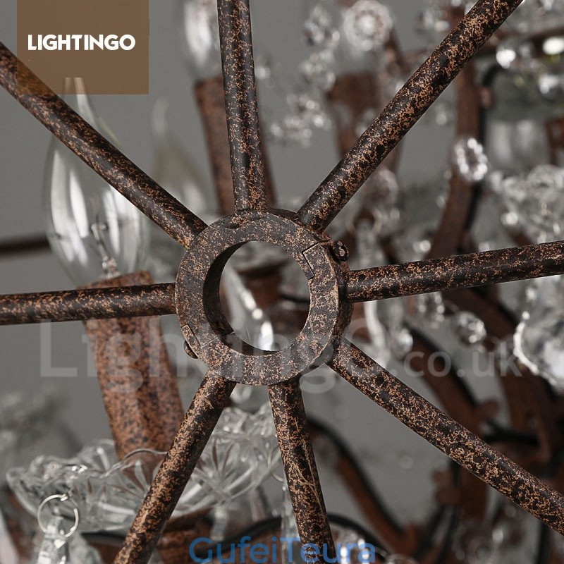 4 קוטר אור 40 ס"מ ציור גלובוס קריסטל בציר מתכת נברשת צבע חלוד תליון אור