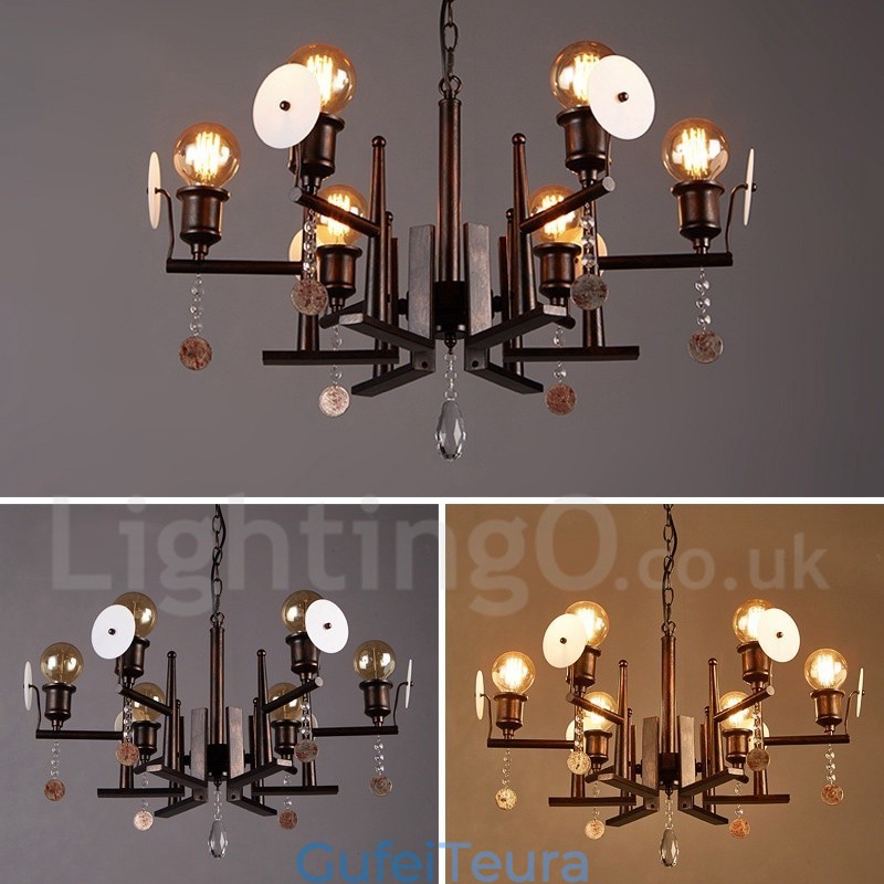 סגנון תעשייתי פלדה אקריליק קריסטל תאורה חנות תליון נברשת אור