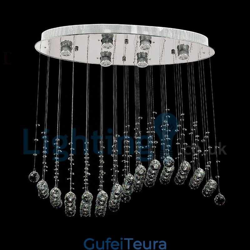 נברשת מודרנית עכשווית תליון תליון מתקן קריסטל טיפת גשם