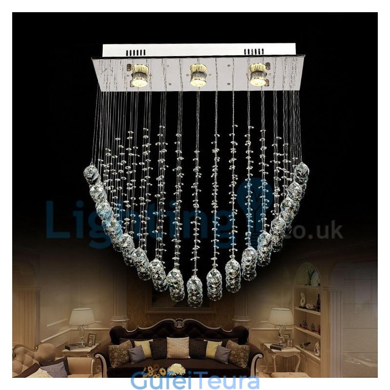 נברשת מודרנית עכשווית תליון תליון מתקן קריסטל טיפת גשם