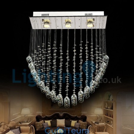 נברשת מודרנית עכשווית תליון תליון מתקן קריסטל טיפת גשם