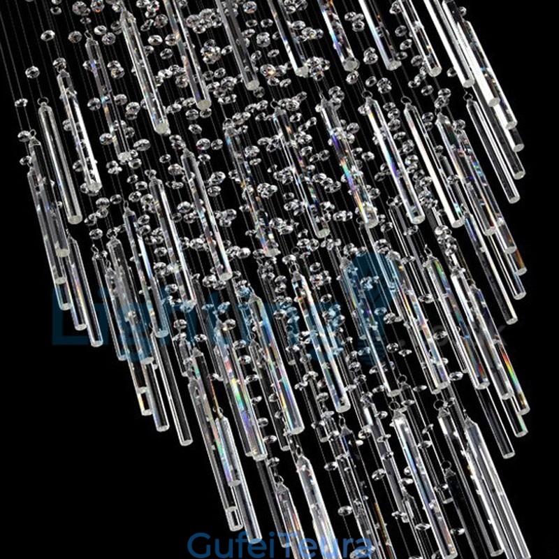 נברשת מודרנית עכשווית תליון תליון מתקן קריסטל טיפת גשם