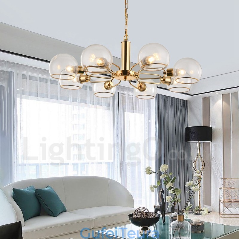 8 אורות נורדי פוסטמודרני Creative Glass Magic Bean Chandelier