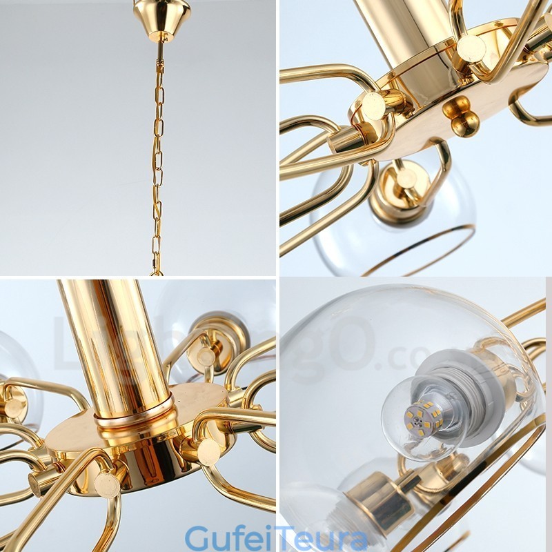 8 אורות נורדי פוסטמודרני Creative Glass Magic Bean Chandelier