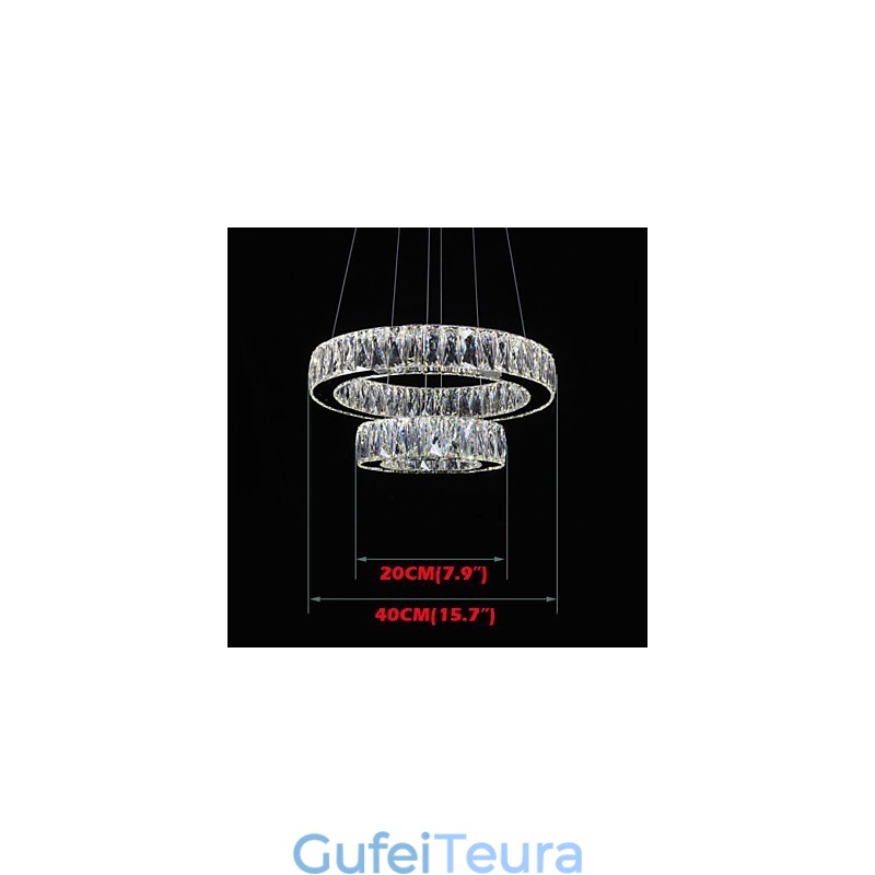 אורות נברשת קריסטל תאורה מודרנית שתי טבעות D2040 K9 גדול קריסטל גופי תקרה לבית