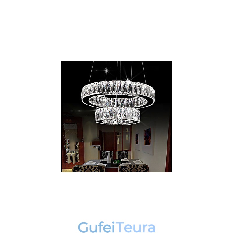 אורות נברשת קריסטל תאורה מודרנית שתי טבעות D2040 K9 גדול קריסטל גופי תקרה לבית