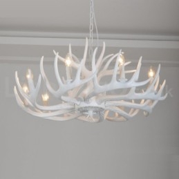 9 אור כפרי אומנותי רטרו אנטלר נברשת לבנה