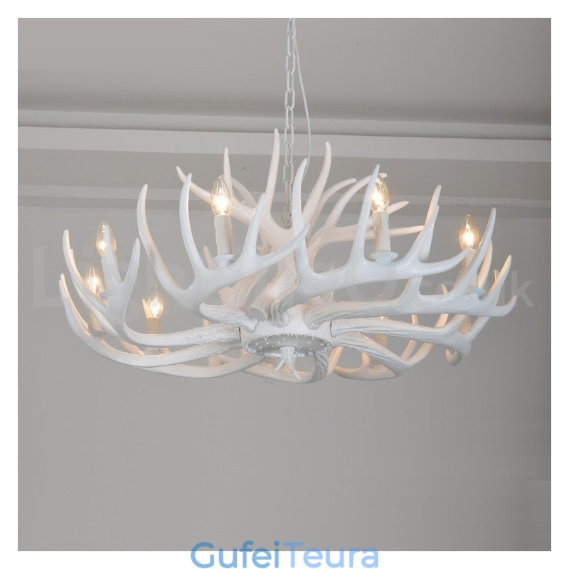 9 אור כפרי אומנותי רטרו אנטלר נברשת לבנה