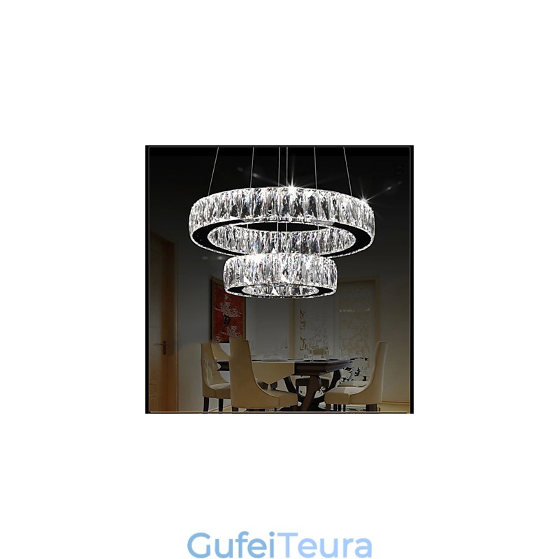 אורות נברשת קריסטל תאורה מודרנית שתי טבעות D2040 K9 גדול קריסטל גופי תקרה לבית