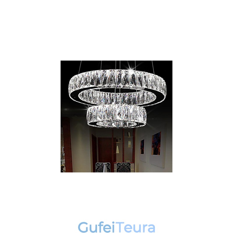 אורות נברשת קריסטל תאורה מודרנית שתי טבעות D2040 K9 גדול קריסטל גופי תקרה לבית