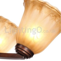 כפרי 6 נורות גוון מנורה מזכוכית נברשת אל חלד