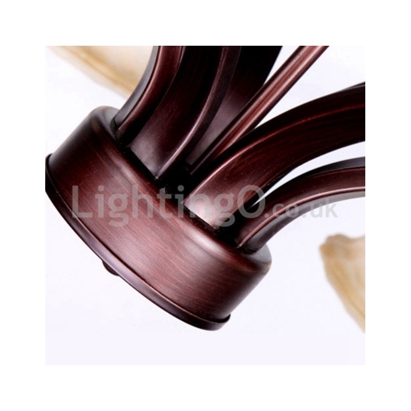 כפרי 6 נורות גוון מנורה מזכוכית נברשת אל חלד