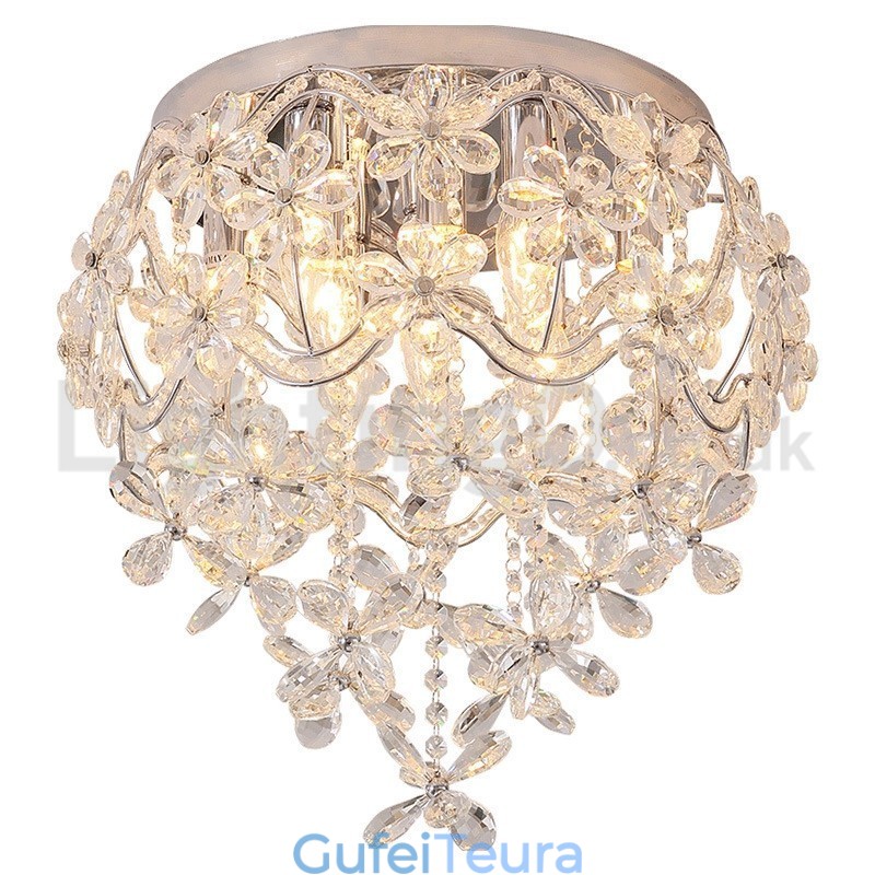 אופנה מודרנית 48 ס"מ אורות תקרת קריסטל עגולים בגובה שטוח