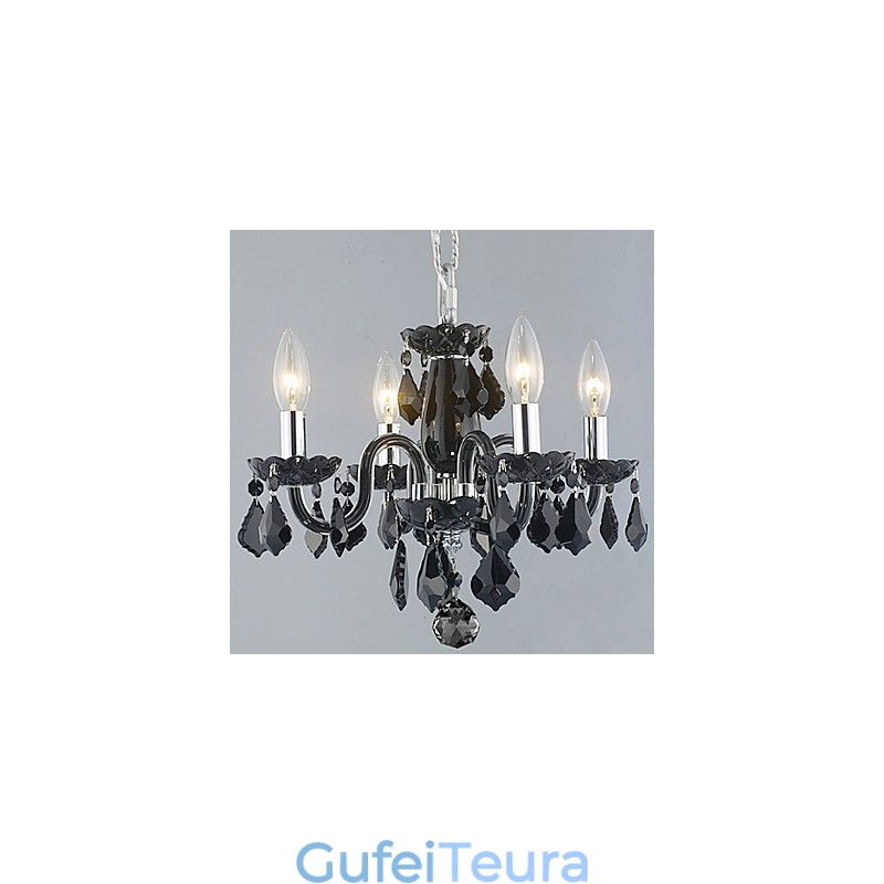 נר עם נברשת קריסטל עם 4 נורות בשחור