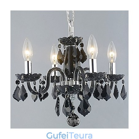 נר עם נברשת קריסטל עם 4 נורות בשחור