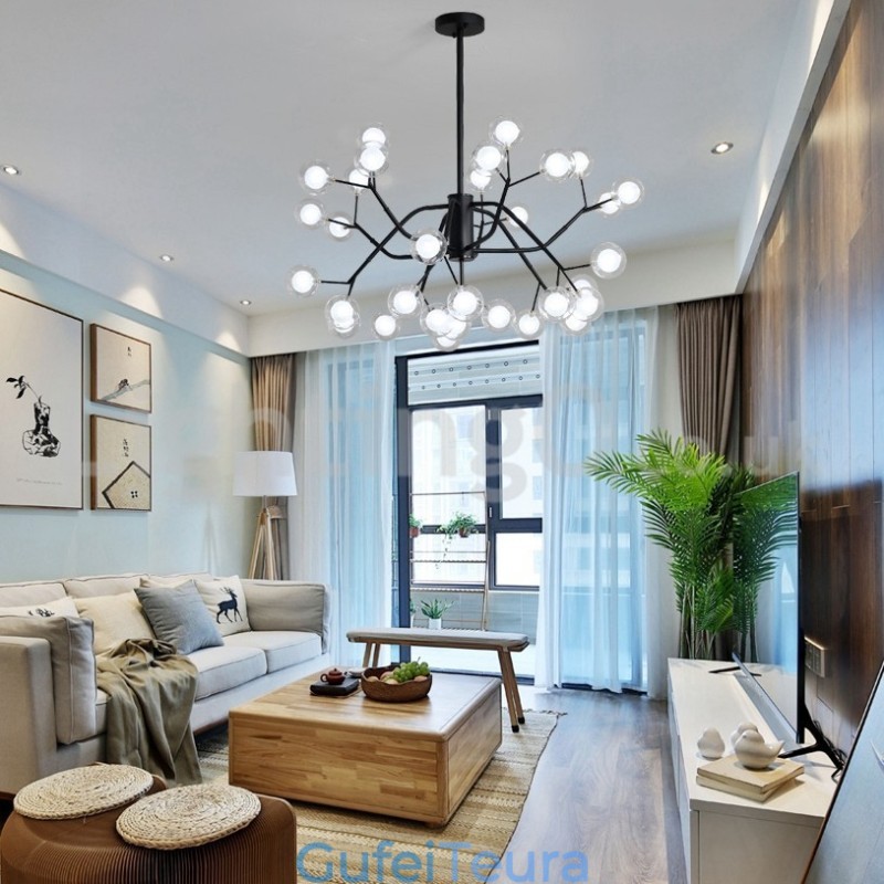 נברשת שעועית קסם בסגנון נורדי נברשת קטנה שקופה שקופה זכוכית בועת כדור