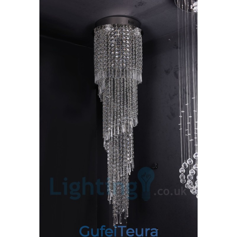 4 x GU10 + 8 x G4 150 ס"מ אור טיפה קריסטל ארוך מודרני K9 קריסטל אור תקרה עגול סמיך
