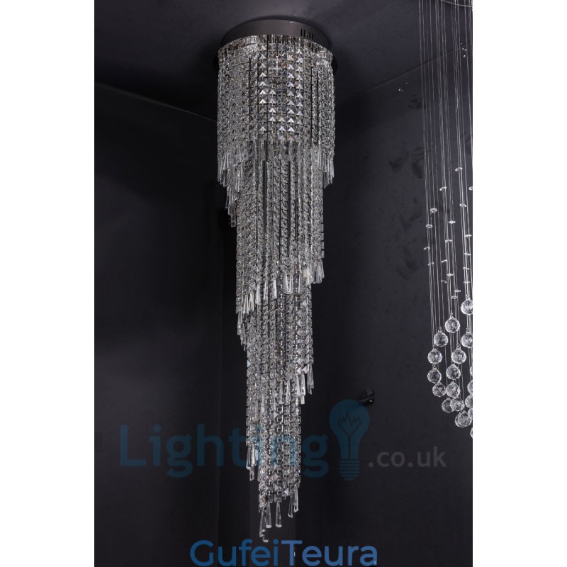 4 x GU10 + 8 x G4 150 ס"מ אור טיפה קריסטל ארוך מודרני K9 קריסטל אור תקרה עגול סמיך