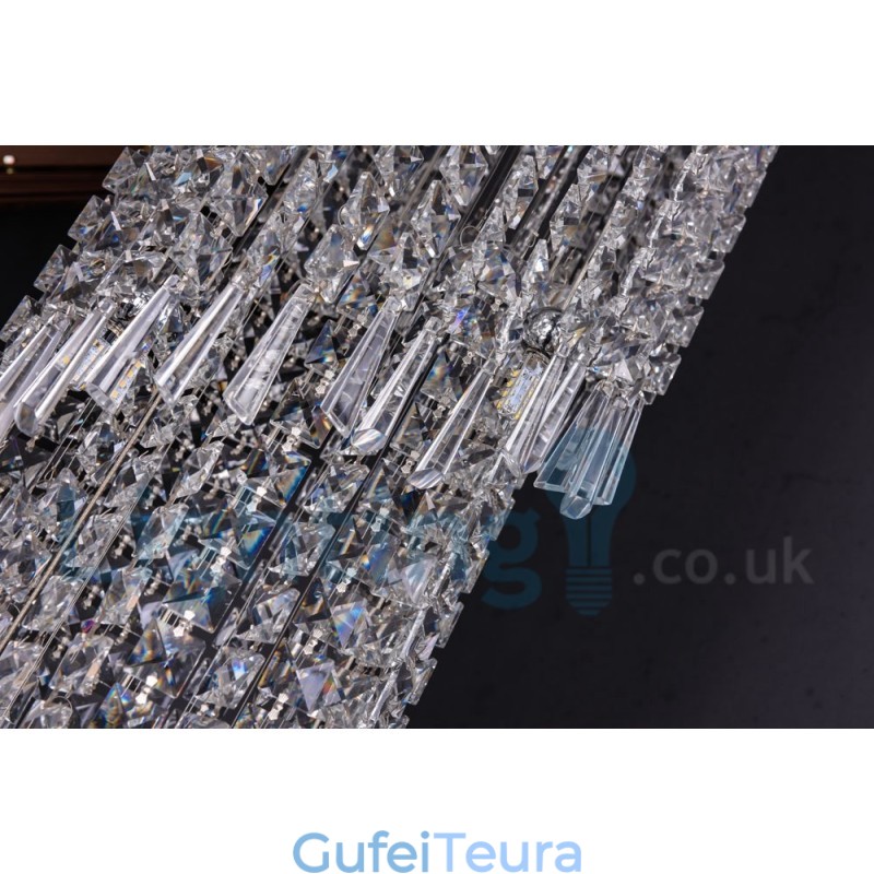 4 x GU10 + 8 x G4 150 ס"מ אור טיפה קריסטל ארוך מודרני K9 קריסטל אור תקרה עגול סמיך