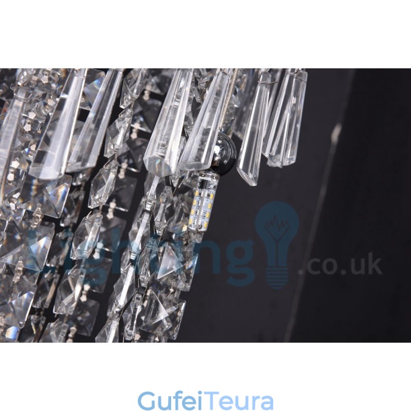 4 x GU10 + 8 x G4 150 ס"מ אור טיפה קריסטל ארוך מודרני K9 קריסטל אור תקרה עגול סמיך