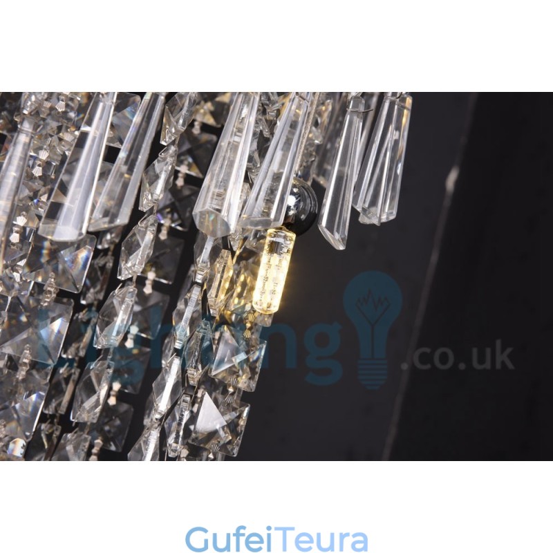 4 x GU10 + 8 x G4 150 ס"מ אור טיפה קריסטל ארוך מודרני K9 קריסטל אור תקרה עגול סמיך