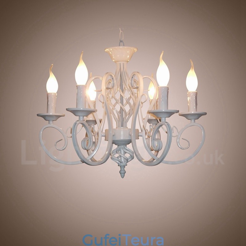 6 אור כפרי רטרו וינטג' תליון נר שחור לבן נברשת