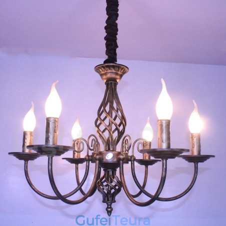 6 אור כפרי רטרו וינטג' תליון נר שחור לבן נברשת