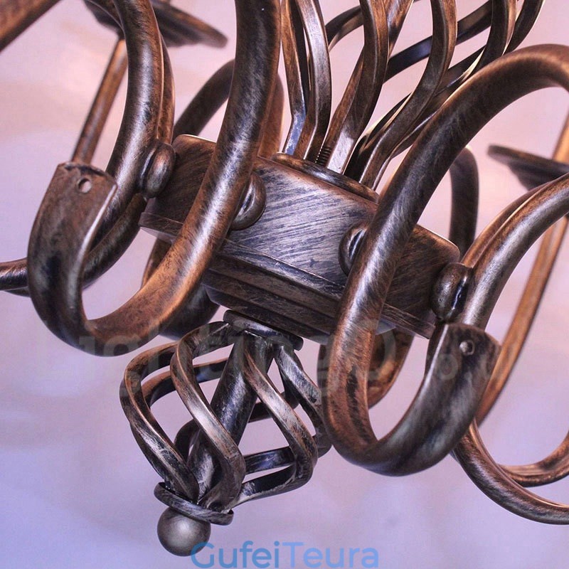 6 אור כפרי רטרו וינטג' תליון נר שחור לבן נברשת