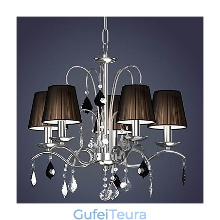 גוון מנורת בד קריסטל נברשת 5 נורות