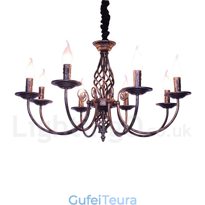 6 אור כפרי רטרו וינטג' תליון נר שחור לבן נברשת